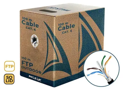 Obrázok produktu pre Phasak PHR 681, 100 m, Cat6a, F/FTP (FFTP), Čierna