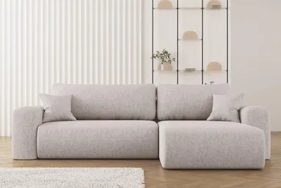Produktbild von Ecksofa mit Schlaffunktion und Stauraum für Bettzeug, L-förmiges Sofa,Capri Stoff Verita Rechts Ecru