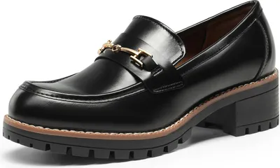 Produktbild von DREAM PAIRS Damen Loafers, Plateau, bequem, Slipper, elegant, Business, Casual, Mokassin Schuhe,Farbe: SCHWARZ-PU, Größe: 40