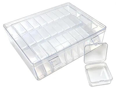 Productafbeelding van Sorteerbox met deksel - Set van 30 stuks voor het opbergen van kleine onderdelen - Transparant - 5,5 x 5,5 x 2 cm