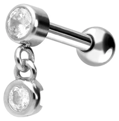 Produktbild von Ohrpiercing Chirurgenstahl Ohrpiercing 2 KRISTALLE