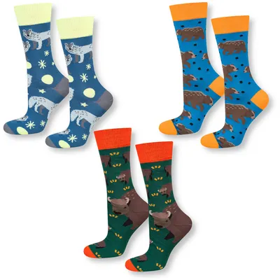 Produktbild von 3 Paar Herren-Baumwollsocken TIERE, NATUR von SOXO als Geburtstagsgeschenk für einen Mann