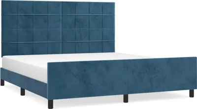 Produktbild von vidaXL Bettgestell ohne Matratze Dunkelblau 160x200 cm Samt