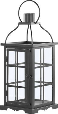 BELIANI Laterne Schwarz aus Eisen und Glas 42 cm mit Griff Dekorativ Rechteckig Klassisch Industriell