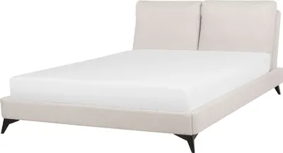 Produktbild von BELIANI Polsterbett Beige 160 x 200 cm Chenillegewebe Leinenoptik Mit Lattenrost Elegant Modern
