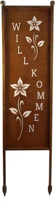Produktbild von Schild Spruchtafel Gartenschild Edelrost Rost zum Einstecken rostige Gartendeko Willkommen Blumen