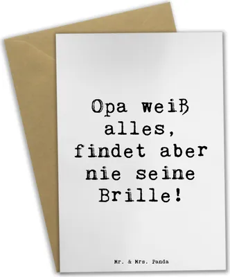 Produktbild von Mr. & Mrs. Panda Grußkarte Spruch Opa Wissen - Weiß - Geschenk, einladungskarten, persönliche Erinnerungen, Dankeschön, hochzeitskarten, Großpapa, babykarte, Grußkarten