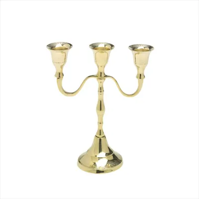 3-armiger Kerzenhalter 18 cm Messing gold für Kerzen Ø 2 cm