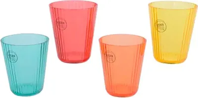 Produktbild von 2 wiederverwendbare Becher mit Streifen, verschiedene Farben, 4er-Set