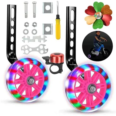 Imagen del producto de Ruedas de apoyo para bicicletas infantiles - Ruedas de soporte universales - Rosa