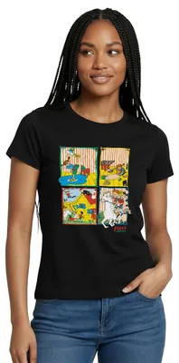 Produktbild von Spreadshirt Pippi Langstrumpf Und Ihre Freunde Kacheln Frauen T-Shirt, M, Schwarz