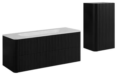 Produktbild von Badmöbel-Set mit Waschbecken und Midischrank, Schwarz, 120 x 48 x 44 cm