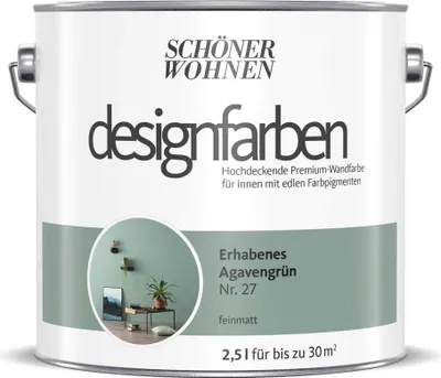 Produktbild von Schöner Wohnen Designfarben Feinmatte Wandfarbe 2,5 L Farbwahl, Farbe:Nr 27 Erhabenes Agavengrün