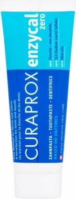 A product shot of a tube of toothpaste.