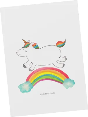 Produktbild von Mr. & Mrs. Panda Postkarte Einhorn Regenbogen - Weiß - Geschenk, Unicorn, Einhornpower, Ansichtskarte, Grußkarte, Erwachsenwerden, bildkarte, Postkarten, Ansichtskarten