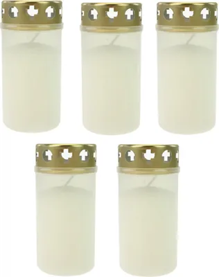 Produktbild von 5 x Grablicht Brenner Nr.3 weiss mit Golddeckel