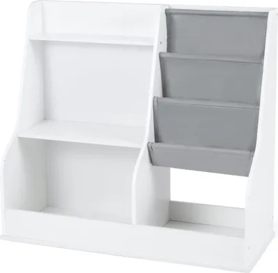 Image de Étagère pour enfants avec 3 poches en tissu, blanche