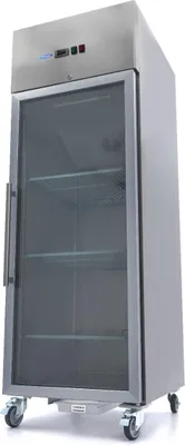 Image de Maxima - Réfrigérateur Gastro - 700 l - 3 clayettes réglables (2/1 GN) - Acier inoxydable - avec porte vitrée