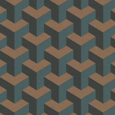 Produktbild von 3D-Tapete Würfeloptik Petrol Kupfer - Vliestapete geometrisch modern - Mustertapete livingwalls (KG-174638)