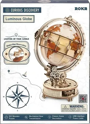 Produktbild von RoboTime 3D mechanisches Holzpuzzle Glänzender Globus