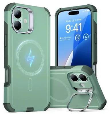 Zdjęcie produktu dla Etui ESR Cyber Armor Kickstand do iPhone 16 – zielone