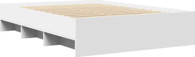 Produktbild von vidaXL Bettgestell Weiß 135x190 cm Holzwerkstoff