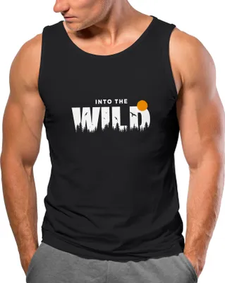 Produktbild von Herren Tank-Top Brustprint Bedruckt Into the Wild Schriftzug Outdoor Sommer Fashion Muskelshirt Neverless® schwarz XL