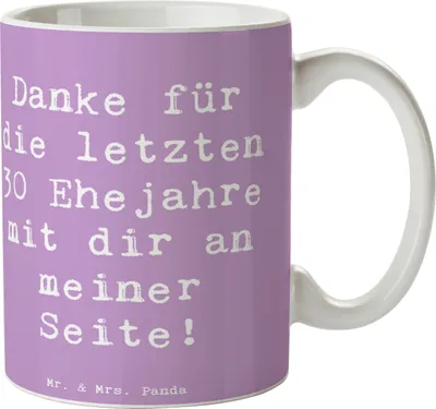 Produktbild von Mr. & Mrs. Panda Tasse Spruch 30. Hochzeitstag Perlenhochzeit - Lavendeltraum - Geschenk, Teetasse, Geschenke, Kaffeebecher, Eheliebe, Heirat, Kaffeetasse, Heiraten, Ehe