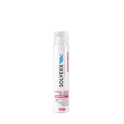 A product shot of a bottle of face cream against a white background.