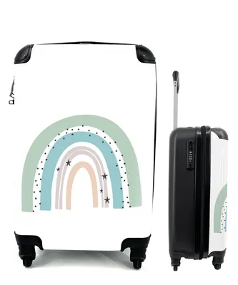 Produktbild von MuchoWow® Koffer Handgepäck Trolley Rollkoffer Kleine Reisekoffer mit 4 Rollen - Regenbogen - Kinder - Sterne - Tupfen - Pastell - Cabin Size < 55x40x23 cm & 55x40x20 cm - Kinderkoffer - Kabinenkoffer - Boardgepäck - Reise-Box - Reisekoffer - Reisegepäck - Koffer mit Bild - Trolley für Kinder