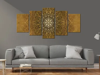 Produktbild von Akustikbild Mandala Ornament 200x100 cm Bilder Akustikschaum Hochleistungsschallabsorber Schallschutz Leinwand 5 tlg Wandbild Raumakustik Schalldämmung f-A-0515-b-p