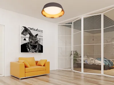 Produktbild von Designklassiker Deckenleuche mit STOFF Lampenschirm - Küchenlampe über Esstisch