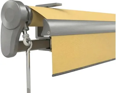 Produktbild von Soluna Gelenkarmmarkise Trend 4x3,5 Stoff Dessin U415 Gestell DB703 dunkelgrau Antrieb Links inkl. Motor, Wandschalter u
