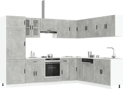 Produktbild von Eleganten-Stil 14-tlg. Küchenschrank-Set Porto Betongrau Holzwerkstoff - Küchenschränke CHY6965221