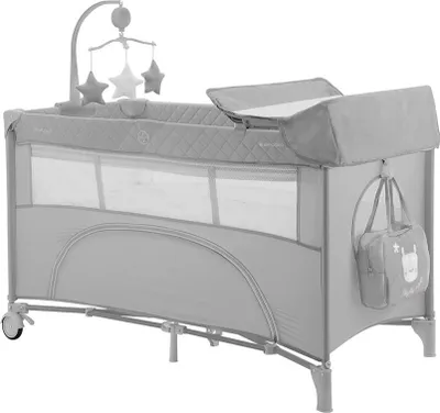 Produktbild von Kikka boo Reisebett Nighty Night, 2 Ebenen, Spielbogen, 2 Räder, Wickelauflage hellgrau