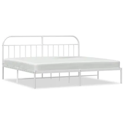 Image de vidaXL Cadre de lit avec tête de lit en métal blanc 193x203 cm