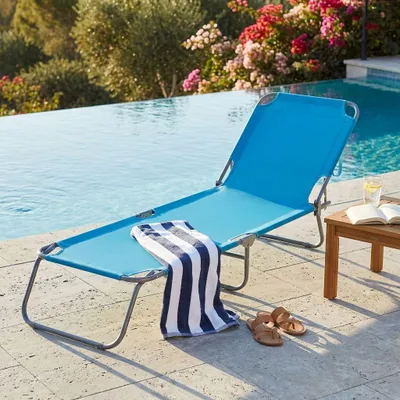 Immagine prodotto di Milani Home - brandina prendisole, acciaio e oxford, pieghevole compatta, azzurro