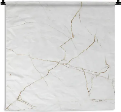 Produktbild von MuchoWow® Wandteppich Wandbehang Marmor - Gold - Weiß - Stein 120x120 cm Tapisserie Dekoration Wandtuch - Modern - Baumwollgewebe
