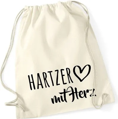 Produktbild von Huuraa Turnbeutel Hartzer mit Herz 12 Liter Natural Baumwolle Rucksack Geschenkidee