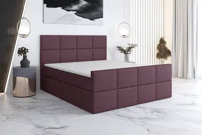 Produktbild von Boxspringbett CAPRIO 160x200 mit 2 Bettkästen, Bonell-Matratze und Topper. Farbe: Viollet