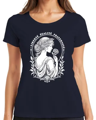 Produktbild von Liberté Égalité Fraternité Frankreich Marianne Freiheit Sarkasmus Damen T-Shirt, Navy, M