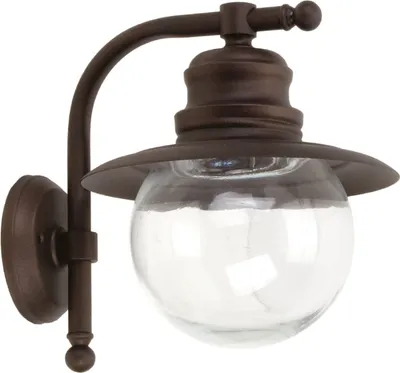Produktbild von Außenwandleuchte Messing massiv Glas E27 IP23 30 cm hoch Rostbraun Antik Maritim Wandlampe außen