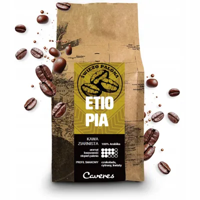 Zdjęcie produktu dla Kawa ziarnista Caveres ETIOPIA 100% Arabica 250 g ŚWIEŻO PALONA rzemieślnicza palarnia kawy premium