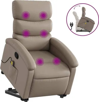 Image de vidaXL Fauteuil de massage avec releveur Cappuccino-Brun Similicuir