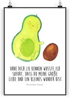 Produktbild von Mr. & Mrs. Panda Bild Avocado Kern rollt DIN A5 - Weiß - Geschenk, Schwangerschaft, Kunstdruck, Babyparty, Geburtstag, wanddeko, Wandbild, drucke, Liebe, Baby, Schwanger