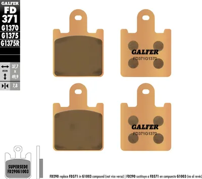 Produktbild von Bremsbeläge Set Galfer 2x FD371G1370 Sinter-Metall STREET vorne für Kawasaki GTR ABS Z SX 1000 / 1400 ccm Bj. 2007 - 2021