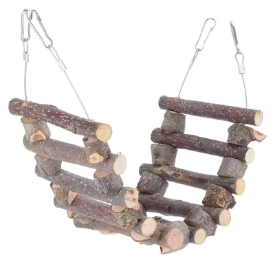 Productafbeelding van Houten vogelhuis met touw, 50 cm, natuurhout, handgemaakt, hangbrug, klimspeelgoed