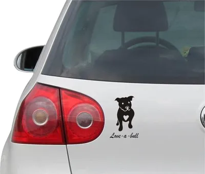 Produktbild von Aufkleber / Autoaufkleber - JDM - Die cut - Love a bull pitbull pet Hund heart funny schwarz - 88mmx127mm