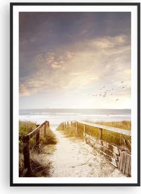 Produktbild von Gerahmtes Poster - Schwarzer Rahmen - Meer Weg Strand - 70x100 cm - Wand Bild - Wanddeko - Wandbilder - Kunstposter - Wandposter - Bilderrahmen - Bilder - Kunstdruck - P2BPA70x100-5190