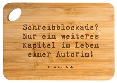 Produktbild von Mr. & Mrs. Panda Frühstücksbrett Spruch Autorin Kapitel - Transparent - Geschenk, schreiben, Herausforderungen, Holzbrett, Berufsliebe, Berufspassion, Schneidebrett